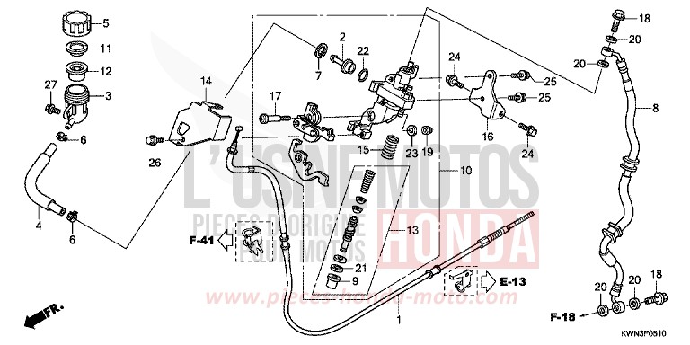 BRAKE MASTER CYLINDER (CBS) for PCX 125 CANDY ROSY RED (R340) from 2012